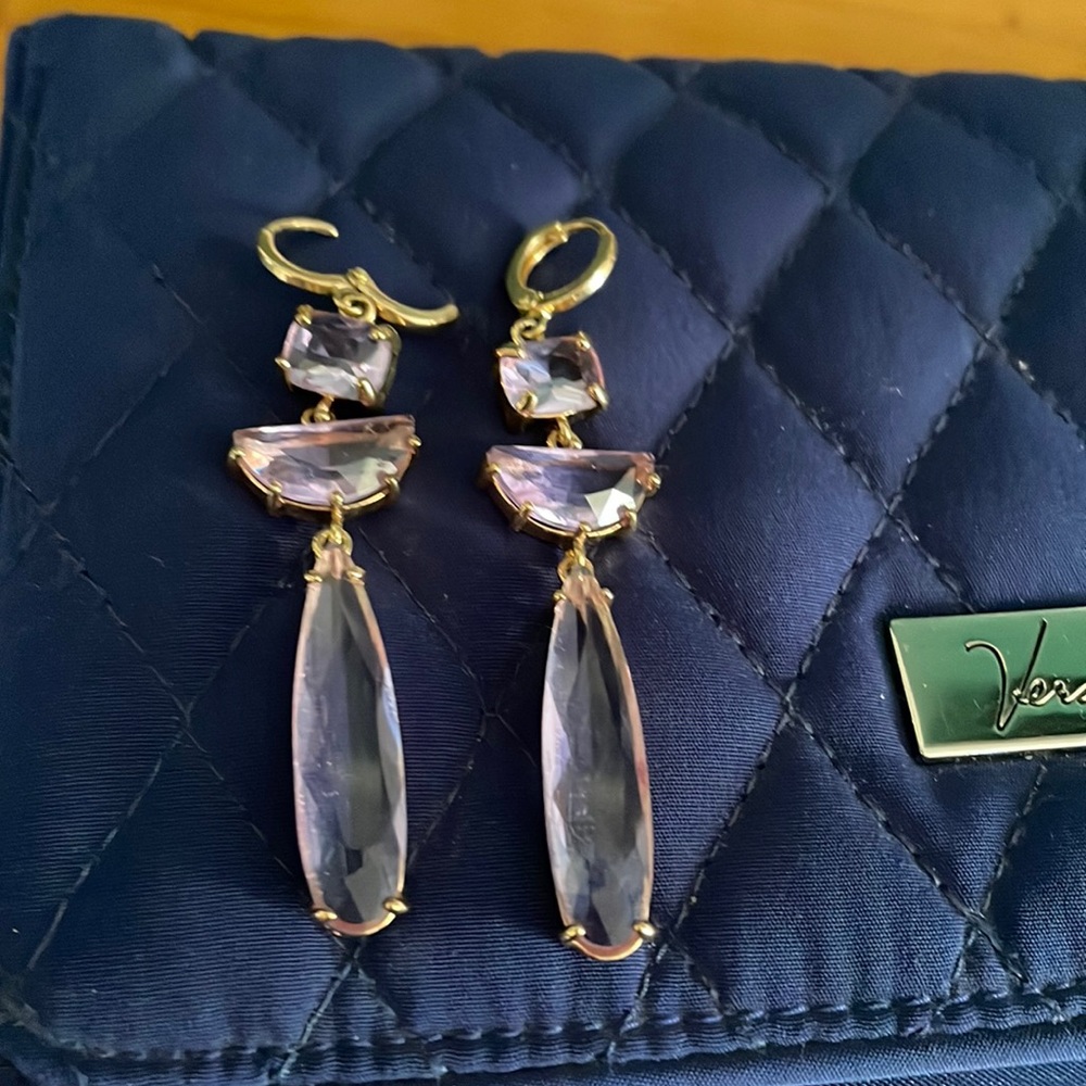 Purple Glass Plated Dangle Drop Earrings